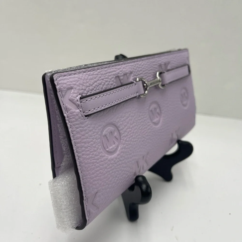 MICHAEL KORS Carson Large Logo Debossed Snap Wallet Light Quartz NWT
